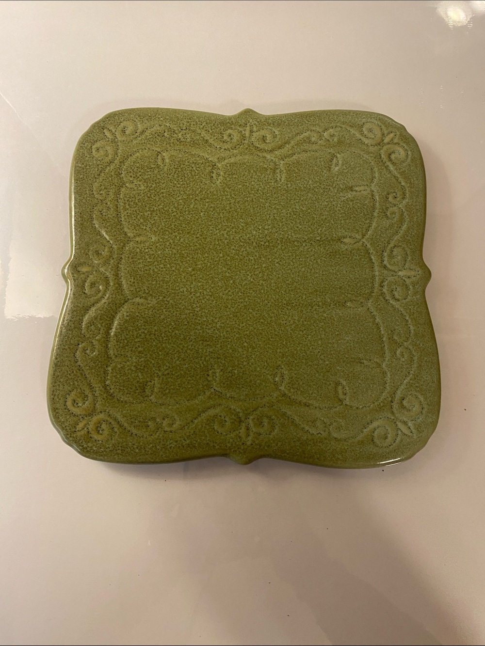 Southern Living At Home Olive Green Decorative Ceramic Trivet
